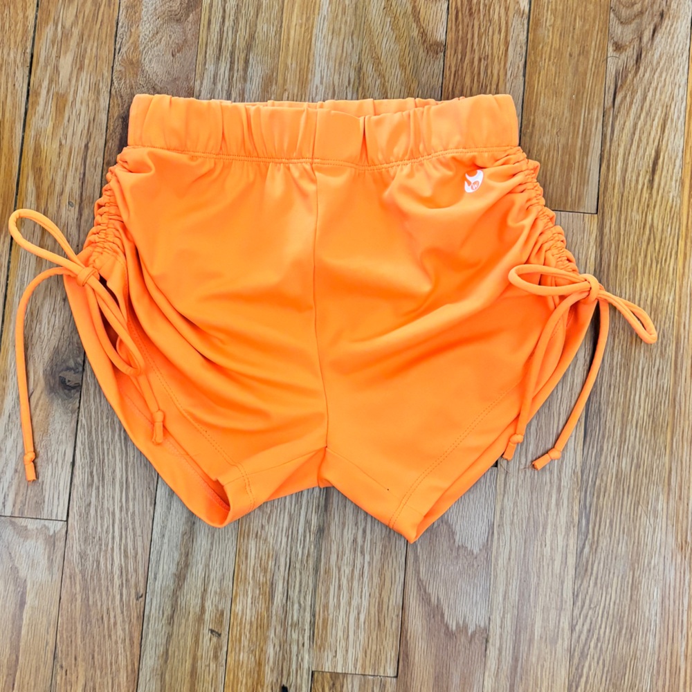 Girls  Orange Athletic Shorts - Drawstring Waist